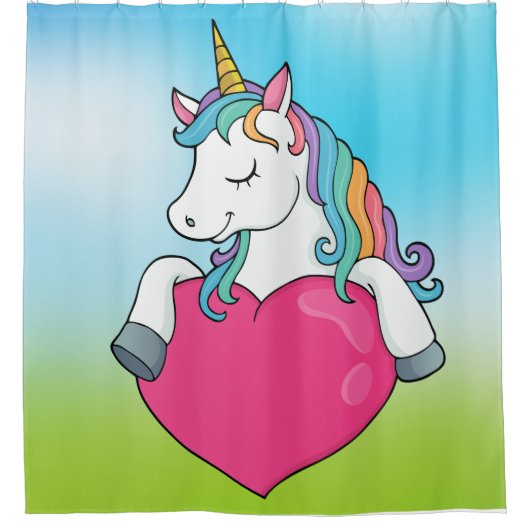 Einhorn mit Regenbogenhaar Duschvorhang (Vorderseite)