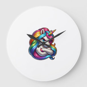 Einhorn mit Regenbogenmähne Kunst Tank Top Große Wanduhr