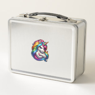 Einhorn mit Regenbogenmähne Kunst Tank Top Metall Brotdose