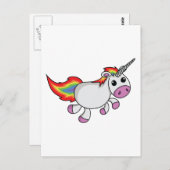Einhorn mit Regenbogenmane und Schwanz Postkarte (Vorne/Hinten)