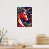 Einhorn mit Regenbogenmane und Starry Night Ai Art Poster (Küche)