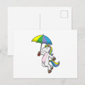 Einhorn mit Regenschirm Postkarte (Vorne/Hinten)