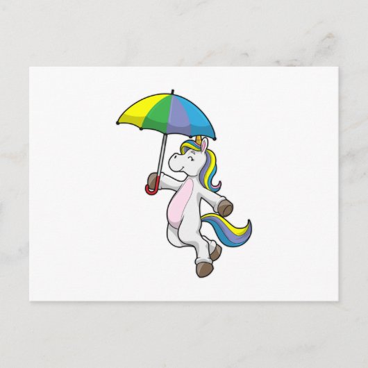 Einhorn mit Regenschirm Postkarte (Vorderseite)