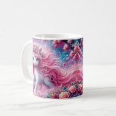 Einhorn mit rosa Herzen Kaffeetasse (Vorderseite Links)