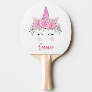 Einhorn mit rosa Namen personalisiert Tischtennis Schläger