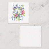 Einhorn mit Rose Quadratische Visitenkarte (Vorne/Hinten)