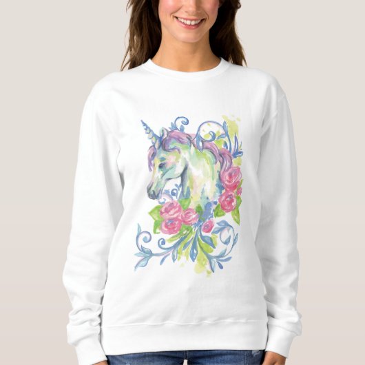 Einhorn mit Rose Sweatshirt (Vorderseite)
