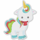 Einhorn mit Scarf, Kleines Einhorn, Niedliches Ein Aufkleber (Vorderseite)