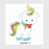 Einhorn mit Scarf, Kleines Einhorn, Niedliches Ein Aufkleber (Blatt)
