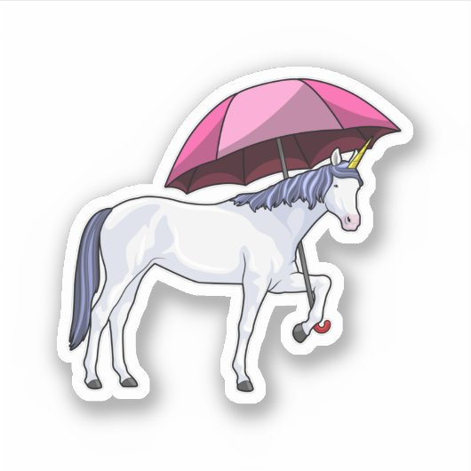 Einhorn mit Schirm Aufkleber (Vorderseite)