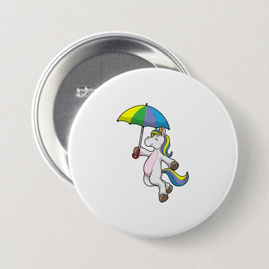 Einhorn mit Schirm Button (Vorne & Hinten)