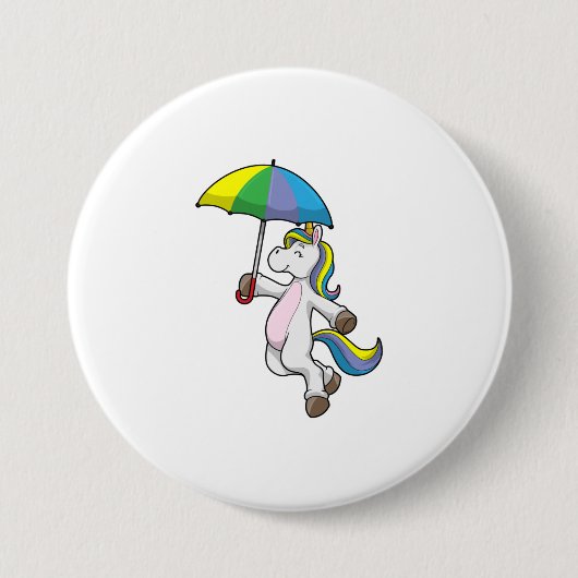 Einhorn mit Schirm Button (Vorderseite)