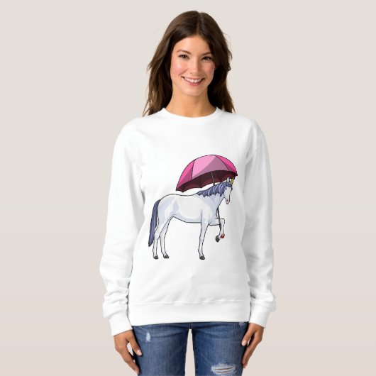 Einhorn mit Schirm Sweatshirt (Vorne ganz)