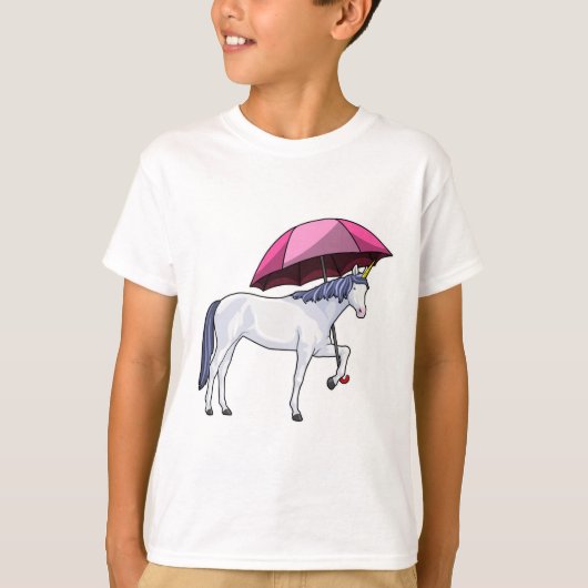 Einhorn mit Schirm T-Shirt (Vorderseite)