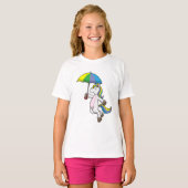 Einhorn mit Schirm T-Shirt (Vorne ganz)