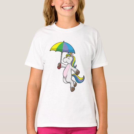Einhorn mit Schirm T-Shirt (Vorderseite)