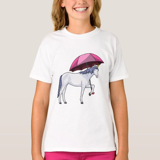 Einhorn mit Schirm T-Shirt (Vorderseite)