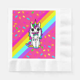 Einhorn mit Schmetterling auf der Nase Regenbogen Serviette