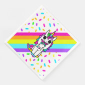 Einhorn mit Schmetterling auf Nose-Regenbogen-Spri Serviette (Ecke)