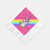 Einhorn mit Schmetterling auf Nose-Regenbogen-Spri Serviette (Ecke)