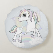 Einhorn mit Schmetterlingsflügeln Rundes Kissen (Rückseite)
