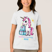 Einhorn mit Schultasche - Zauberhafte Einschulung Tri-Blend Shirt (Vorderseite)