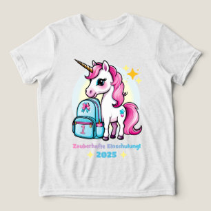 Einhorn mit Schultasche - Zauberhafte Einschulung Tri-Blend Shirt