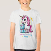 Einhorn mit Schultasche - Zauberhafte Einschulung Tri-Blend Shirt (Vorderseite)
