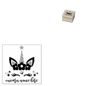 Einhorn mit schwarzen Blumenhaaren Gummistempel (Stempel)
