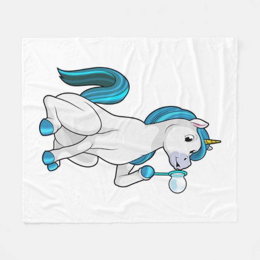 Einhorn mit Seifenblasen Fleecedecke (Vorderseite (Horizontal))