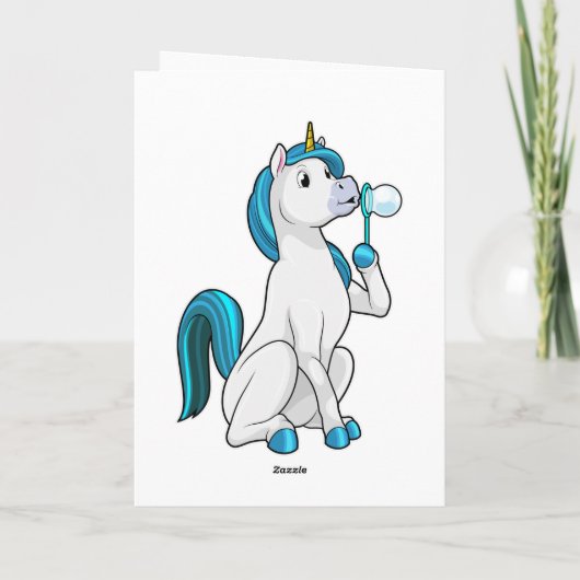 Einhorn mit Seifenblasen Karte (Rückseite)