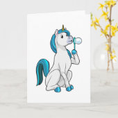 Einhorn mit Seifenblasen Karte (Gelbe Blume)