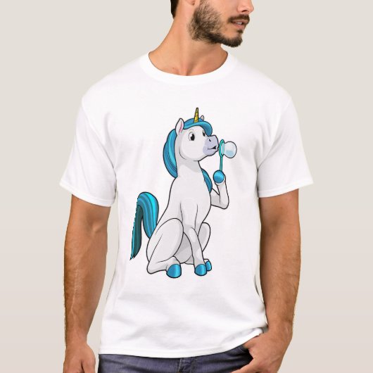 Einhorn mit Seifenblasen T-Shirt (Vorderseite)