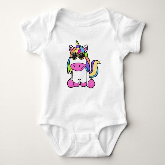 Einhorn mit Sonnenbrille Baby Strampler (Vorderseite)