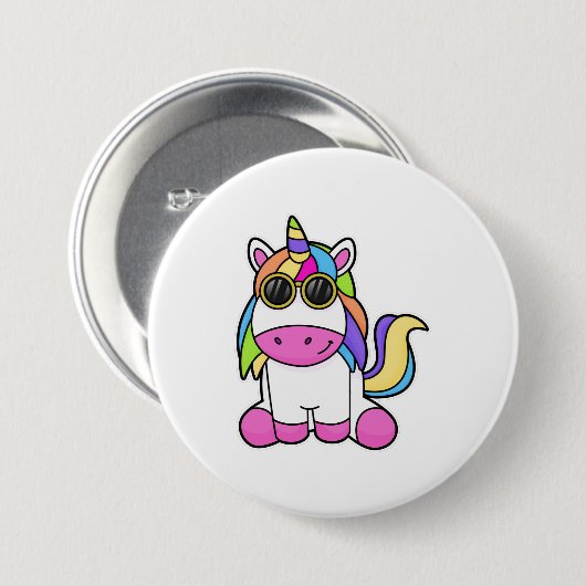 Einhorn mit Sonnenbrille Button (Vorne & Hinten)