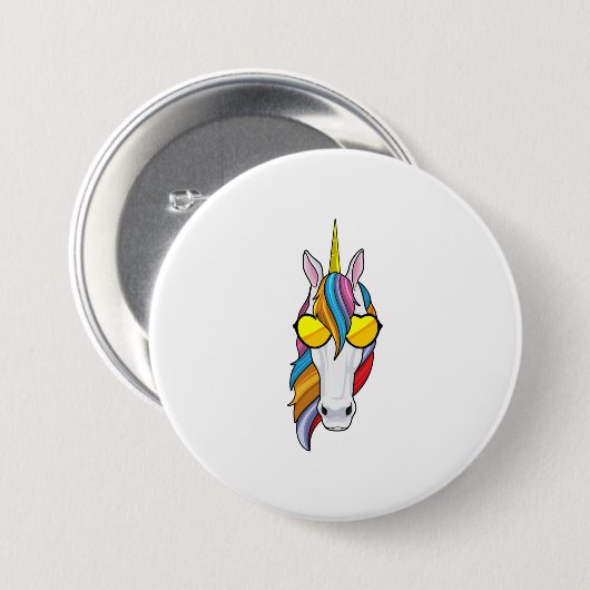 Einhorn mit Sonnenbrille Button (Vorne & Hinten)