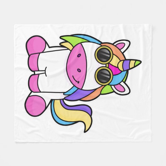 Einhorn mit Sonnenbrille Fleecedecke (Vorderseite (Horizontal))