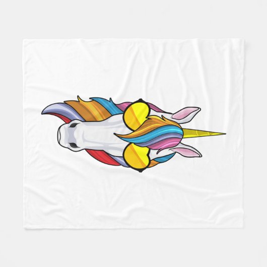 Einhorn mit Sonnenbrille Fleecedecke (Vorderseite (Horizontal))