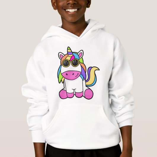 Einhorn mit Sonnenbrille Hoodie (Vorderseite)