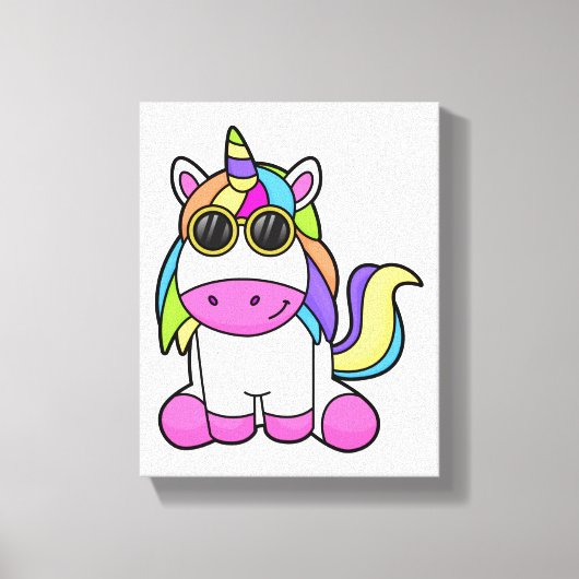 Einhorn mit Sonnenbrille Leinwanddruck (Vorderseite)