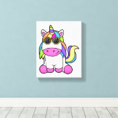 Einhorn mit Sonnenbrille Leinwanddruck (Insitu (Holzboden))