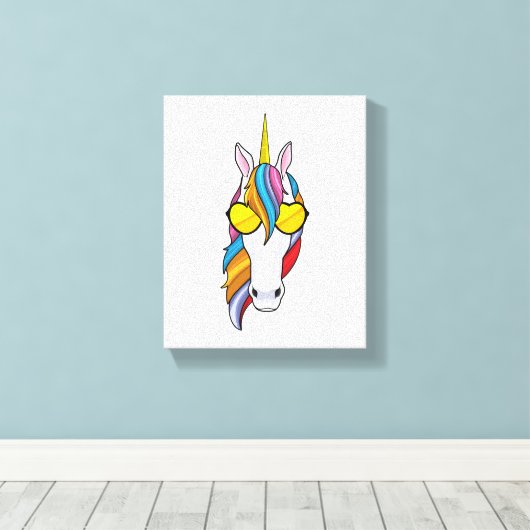 Einhorn mit Sonnenbrille Leinwanddruck (Insitu (Holzboden))