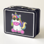 Einhorn mit Sonnenbrille Metall Brotdose (Rückseite)