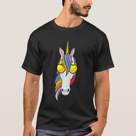 Einhorn mit Sonnenbrille T-Shirt (Vorderseite)