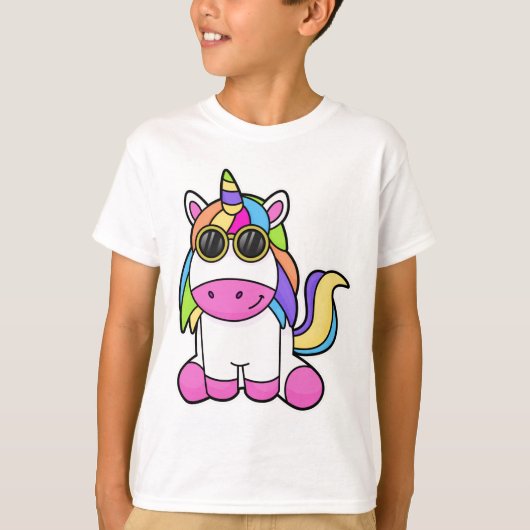 Einhorn mit Sonnenbrille T-Shirt (Vorderseite)