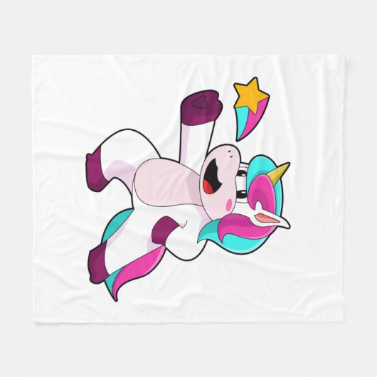 Einhorn mit Star Fleecedecke (Vorderseite (Horizontal))