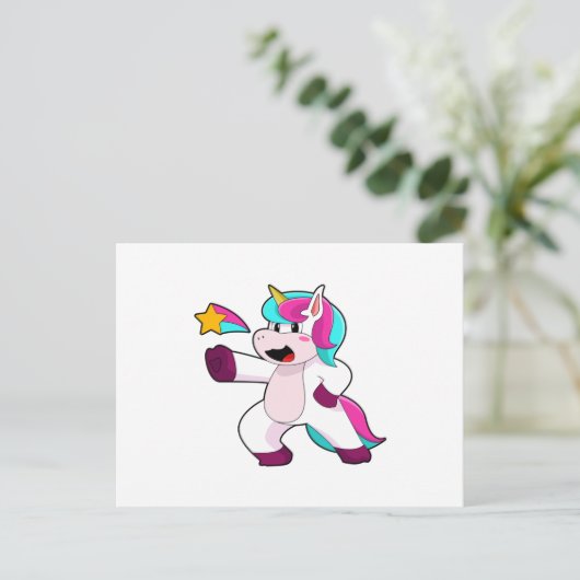 Einhorn mit Star Postkarte (Stehend Vorderseite)