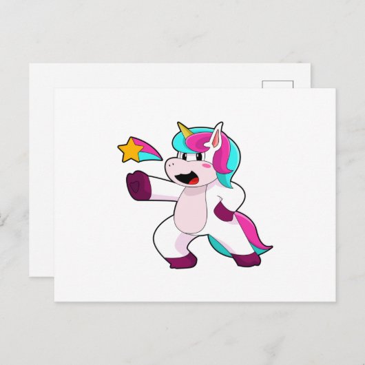 Einhorn mit Star Postkarte (Vorne/Hinten)