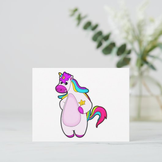 Einhorn mit Star Postkarte (Stehend Vorderseite)