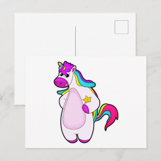 Einhorn mit Star Postkarte (Vorne/Hinten)
